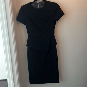 Ted Baker navy blue peplum slimming work dress with sleeves - size 0